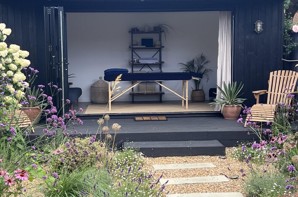 Garden room in Surrey being used as a therapy room.