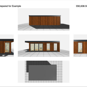 7.6m x 4m Westbury garden room example with wall extensions.