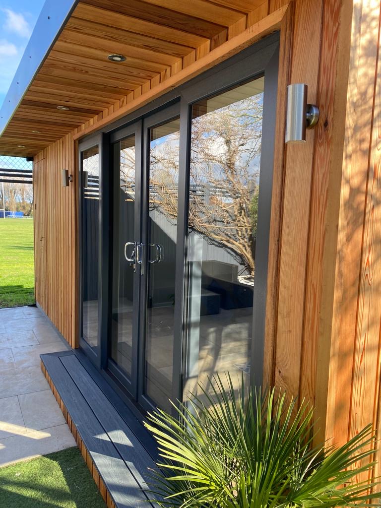 Western red cedar cladding on a My Retreat Clifton garden room, Surrey