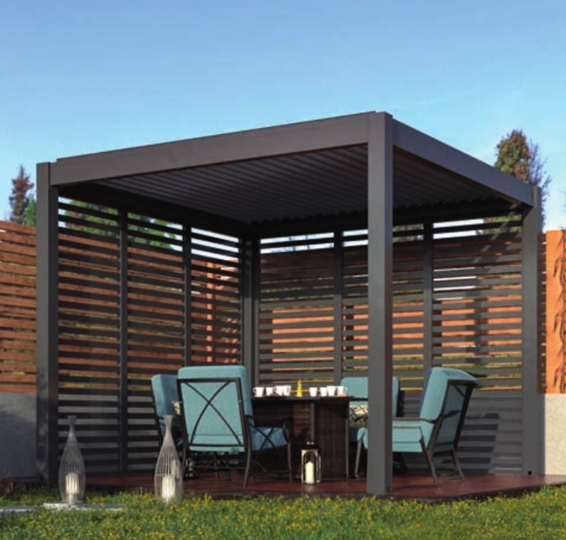 Remanso vented side panels giving privacy on a pergola